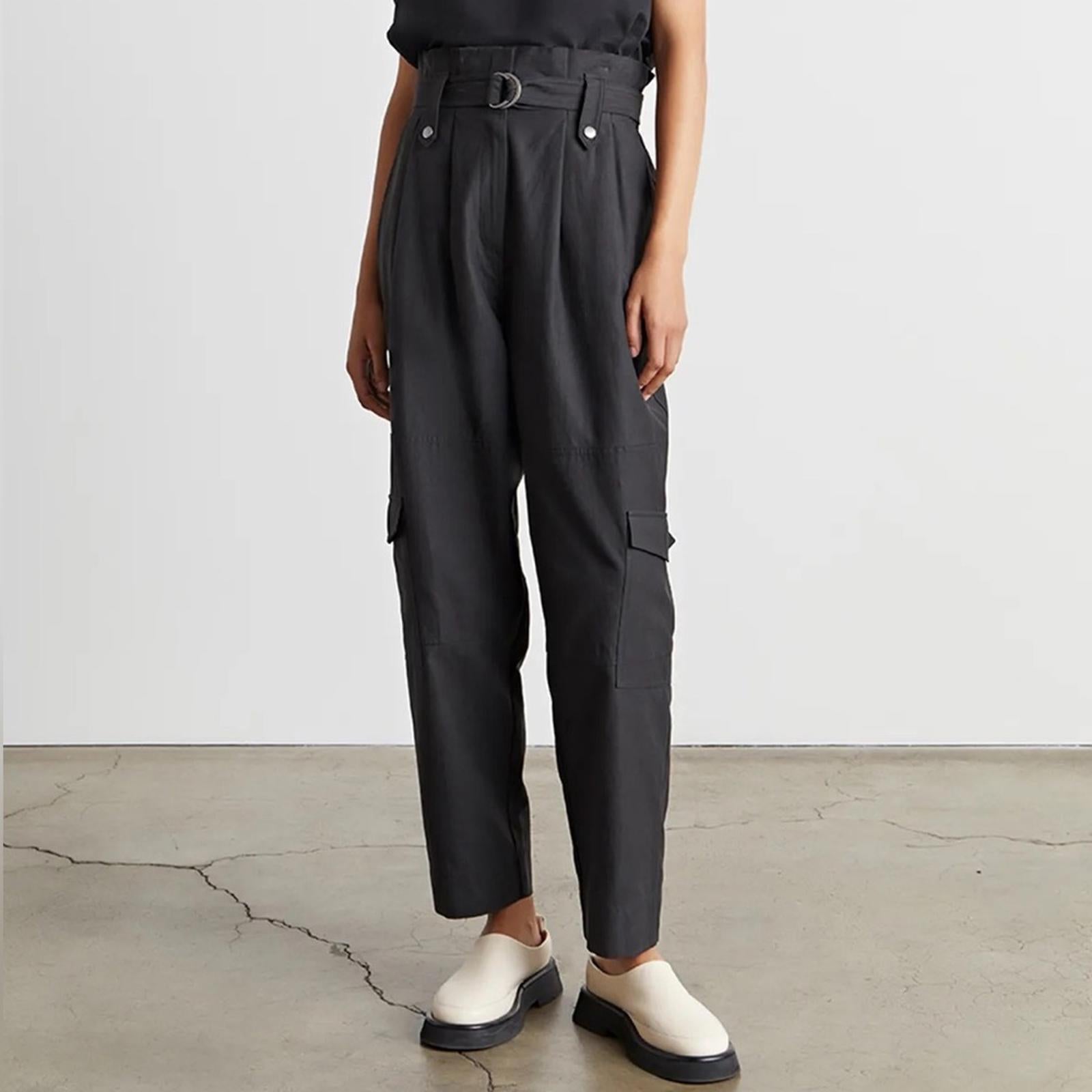 Who What Wear Brown Utility Trousers, PaperBag High-Waist in Amber, NWT, Size XL