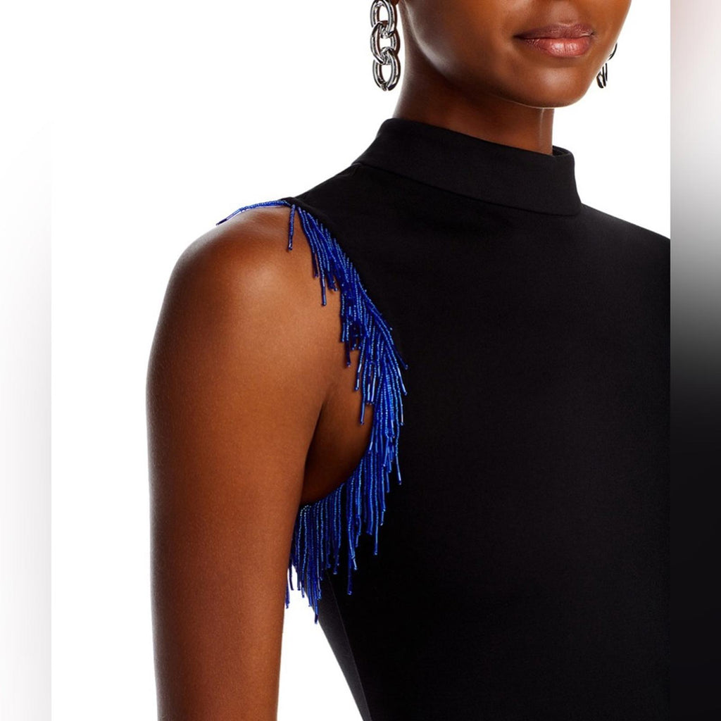 STAUD Kirsten Beaded Mini Dress in Black, Size S New w/Tag