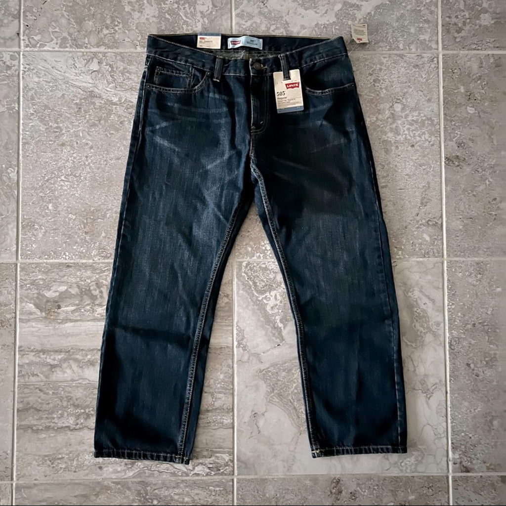 Levi’s 505 Jeans Husky Regular Fit Straight Leg in Blue Denim Size W33 X L28 NWT
