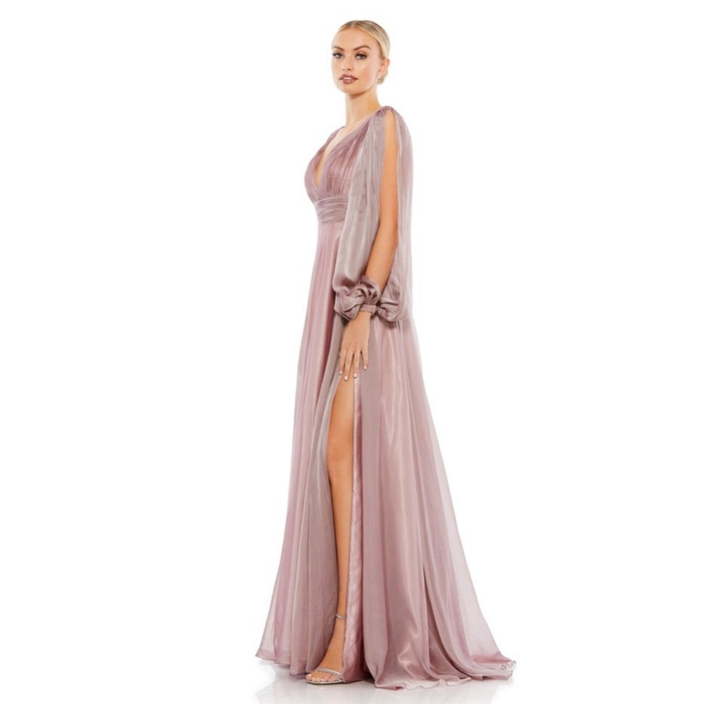 Mac Duggal Split Sleeve Gown in Mocha (Style #67414),  Size 6 New w/Tag