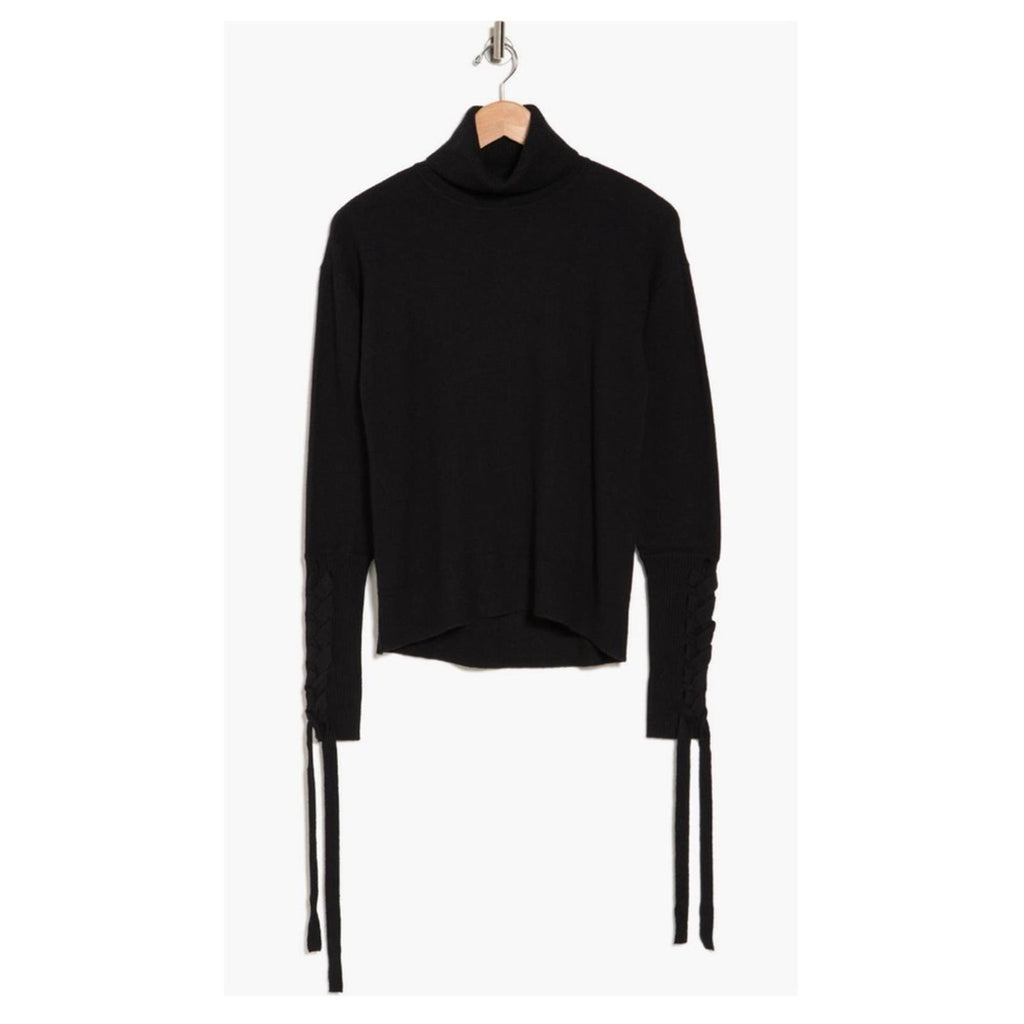 Ramy Brook Walt Turtle Neck Long Lace-Up Sleeve Top in Black, Size S New w/Tag