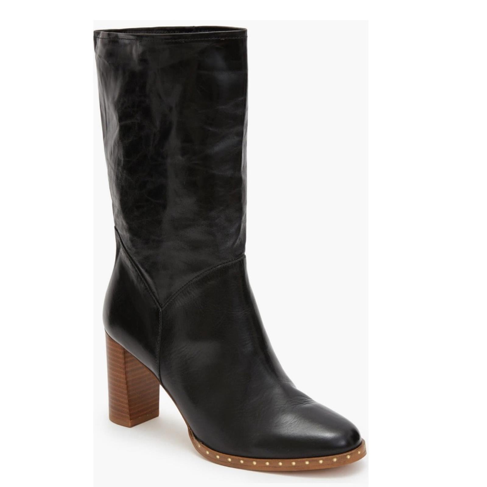 All Saints Mille Block Heel Boots in Black, Size EU 37 | US 7 New w/o Box