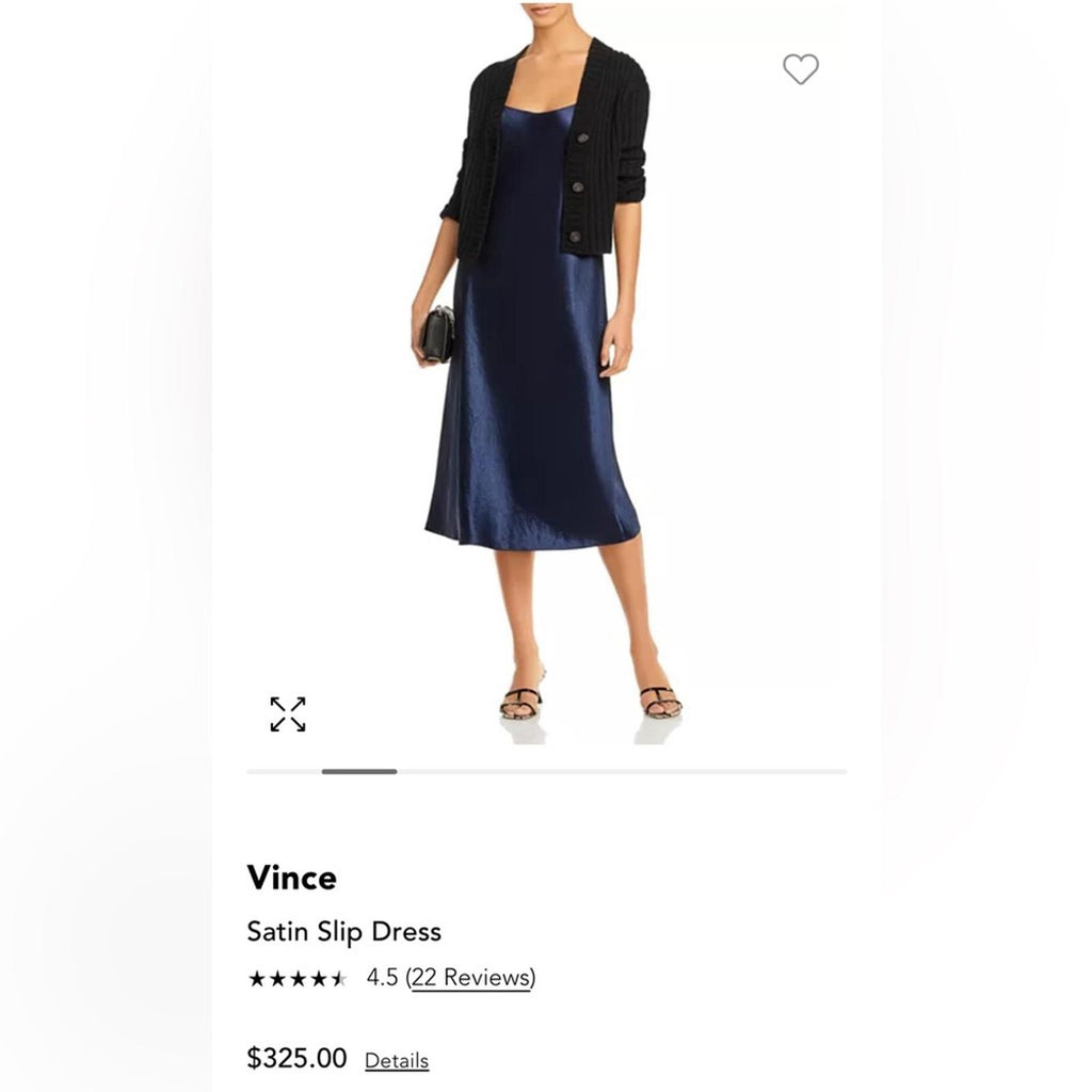 VINCE Satin Slip Dress in Coastal Blue, Size M New w/Tag Retail $325