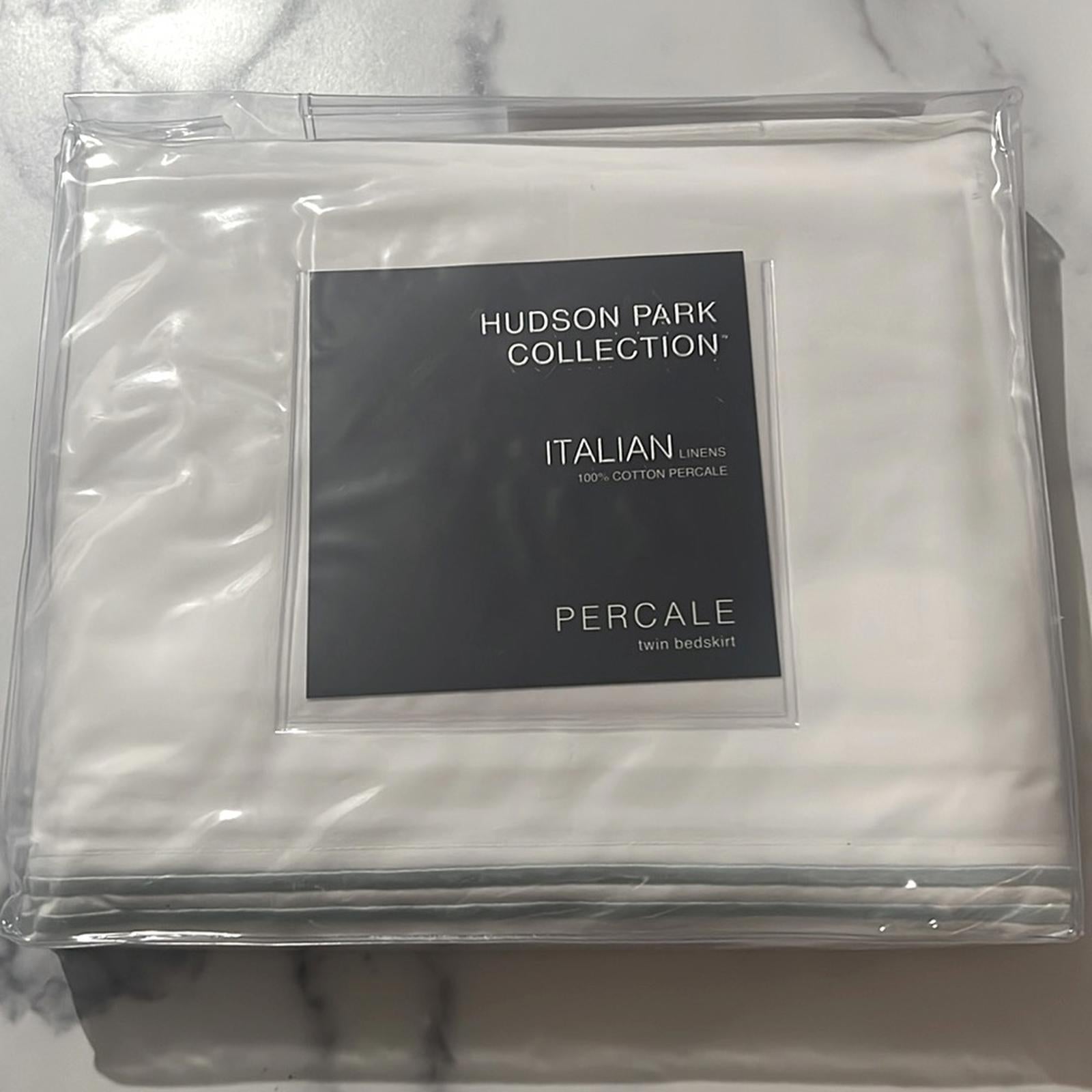 Hudson Park Collection Italian Percale Twin Bedskirt in Opaline/White NEW w/Tag