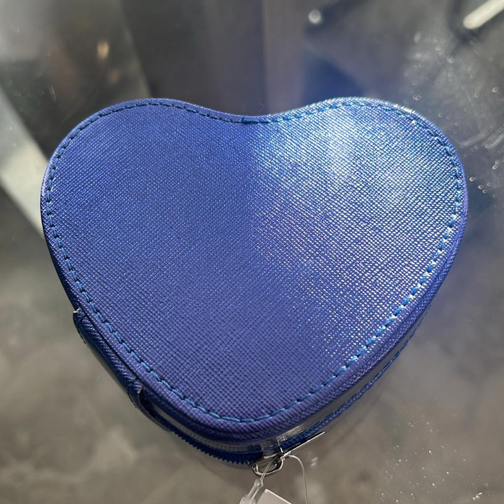 Stella & Max Heart Shaped Compact Jewelry Travel Box in Blue, New w/Tag