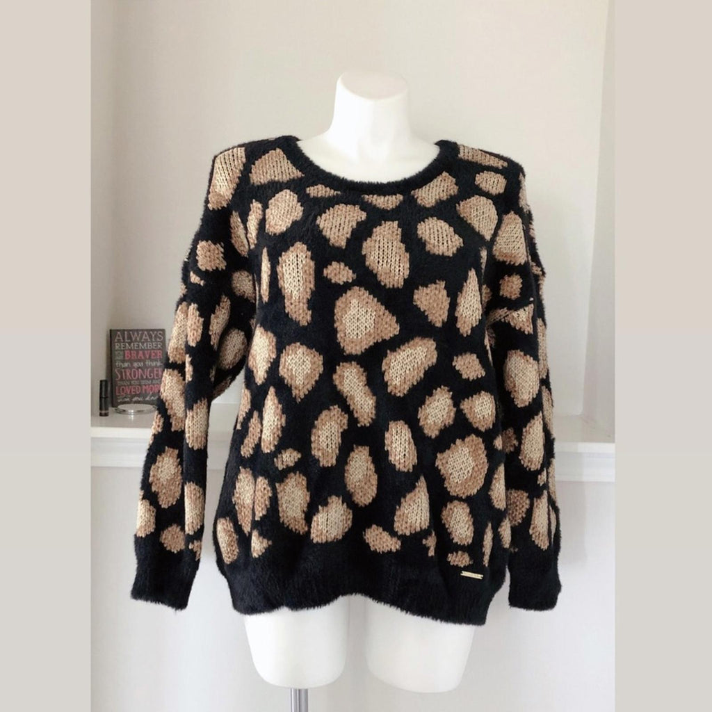 Michael Kors Crewneck Soft Dark Camel Sweater Fur Velour-Blend Size XXL NWT $155