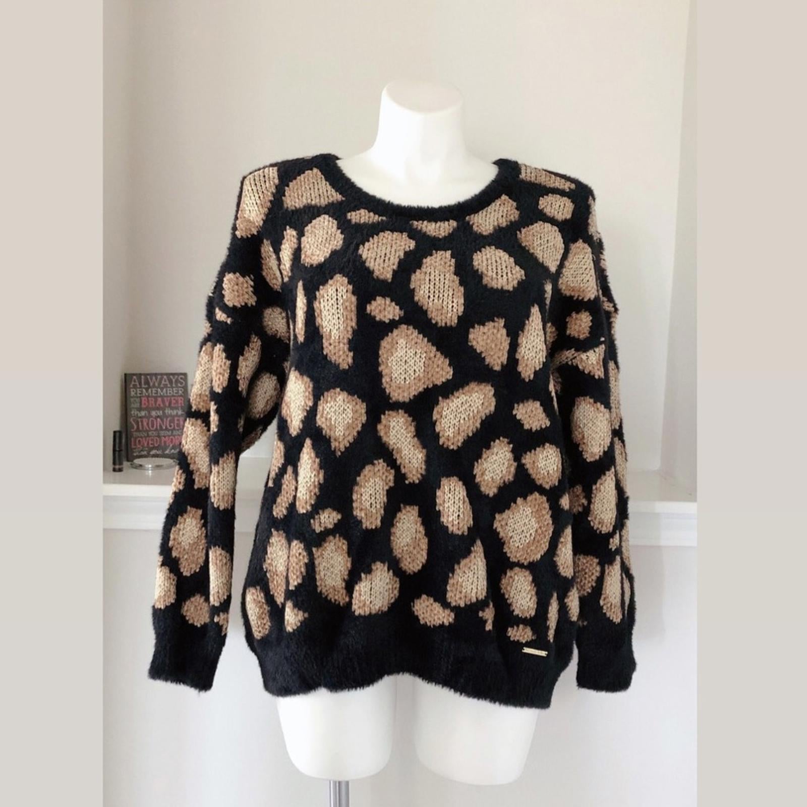 Michael Kors Crewneck Soft Dark Camel Sweater Fur Velour-Blend Size XXL NWT $155