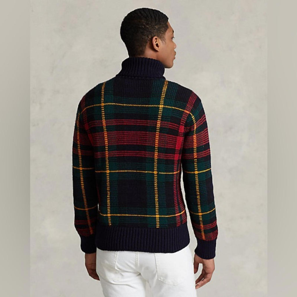 NWT Polo Ralph Lauren Checked Wool Rollneck Sweater, Size XS New w/Tag $998
