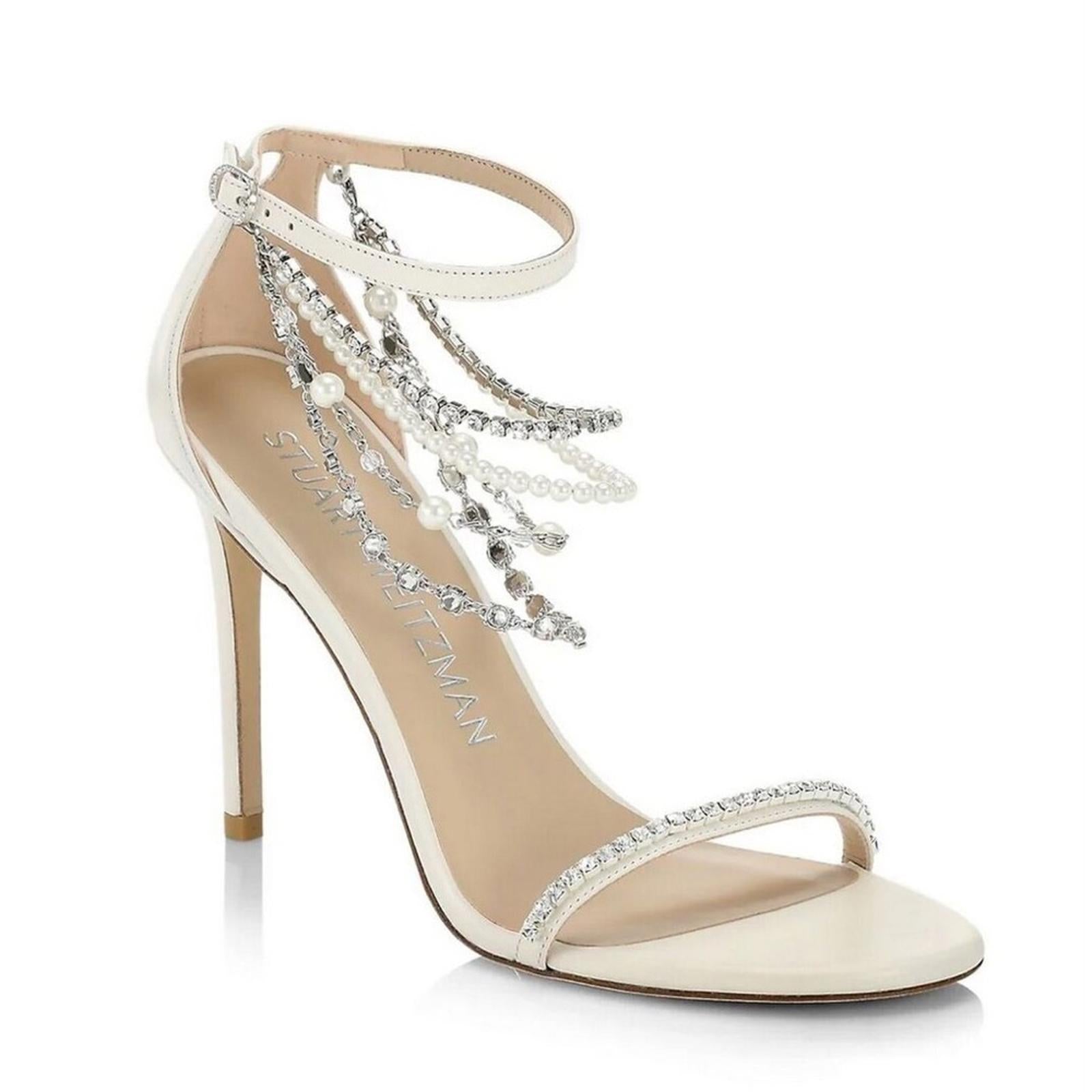 Stuart Weitzman Nudist High Heel Sandals in White, Size 7 NEW + DustBag $595