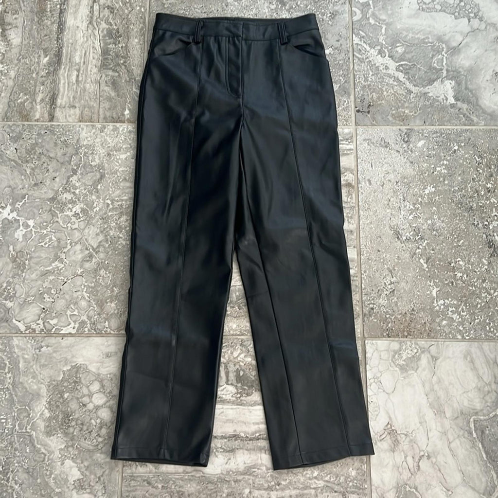 LBLC THE LABEL Jen Faux Leather Cropped Pants, Black Size M New w/Tag