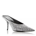 Balenciaga Knife Glitter High Heel Mules in Silver Titanium Size 36 New in Box
