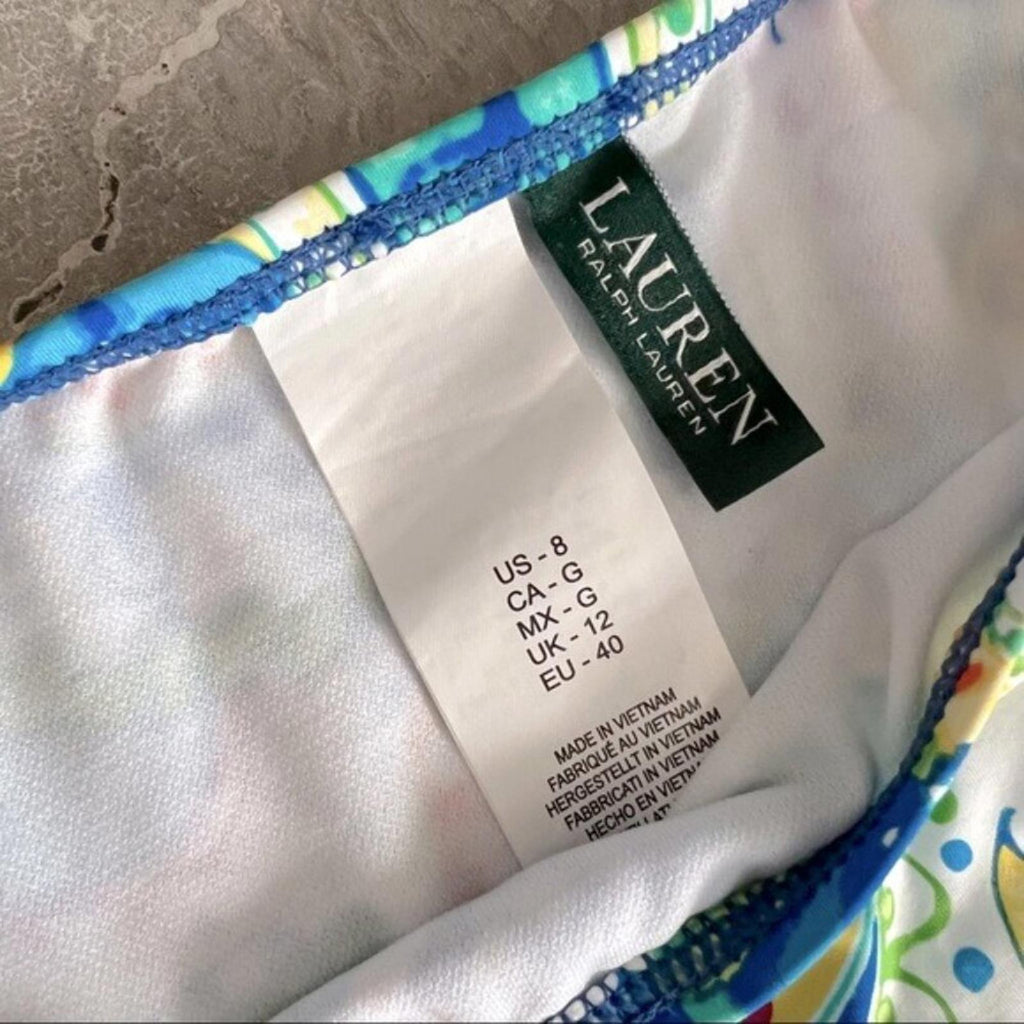Lauren Ralph Lauren Mystic Paisley Hipster Swim Bikini Bottom in Blue Size 8 NEW