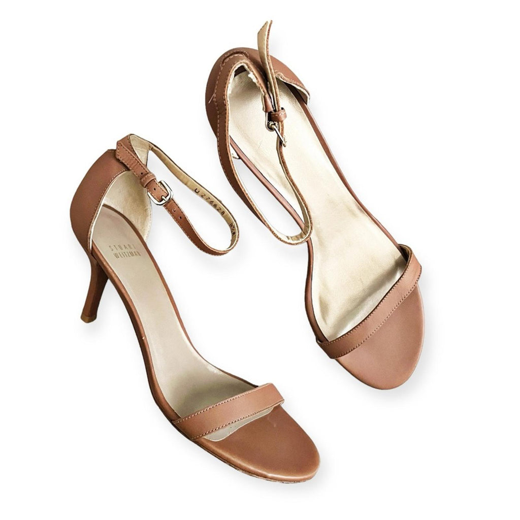 NEW Stuart Weitzman Nunakedstraight Strap Sandals 3” Heel, Size 8.5, Retail $475