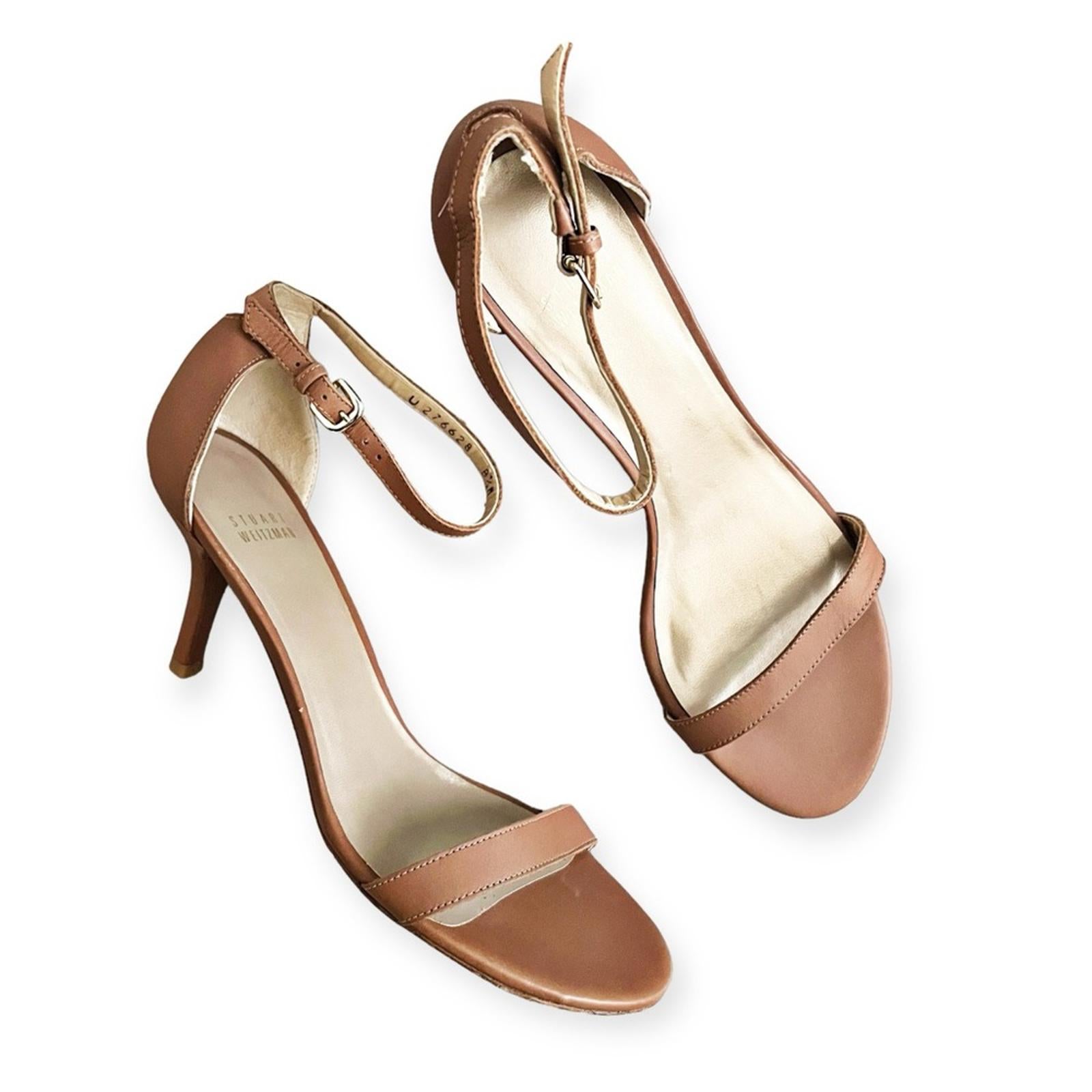 NEW Stuart Weitzman Nunakedstraight Strap Sandals 3” Heel, Size 8.5, Retail $475