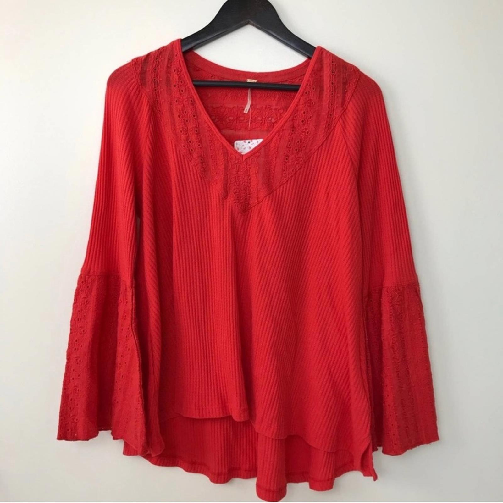 Free People Parisian Nights Top in Vermillion, Size S New w/Tag