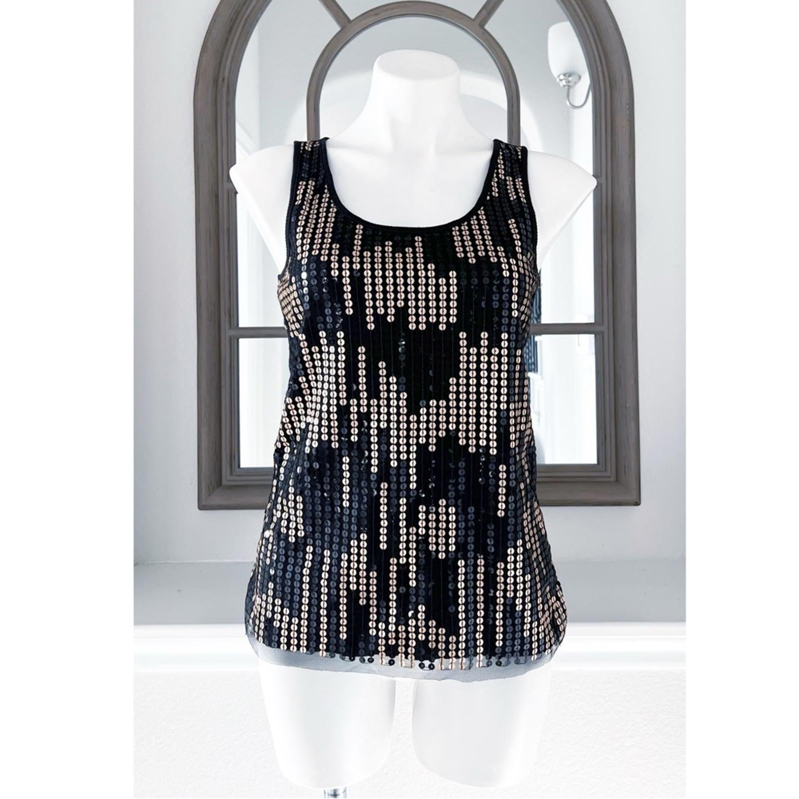Romeo & Juliet Black Tank Top! w/Gold Sequins Size L