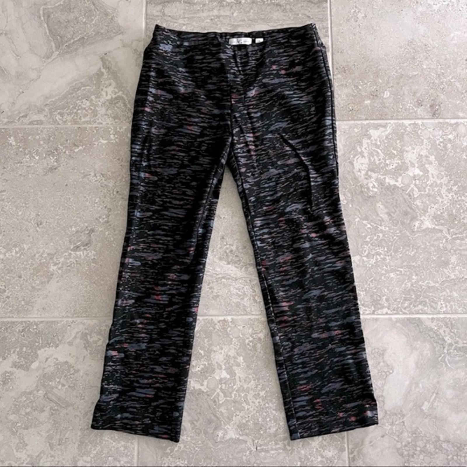 Lena Gabrielle Pull-On Stretch Pants in Black Multi, Size 14 Retail $120