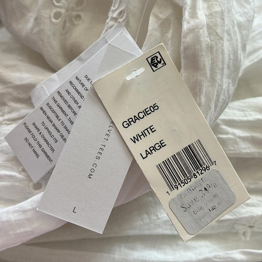 Velvet by Graham & Spencer Gracie Eyelet Dress/Swim in White, Size L NEW $216
