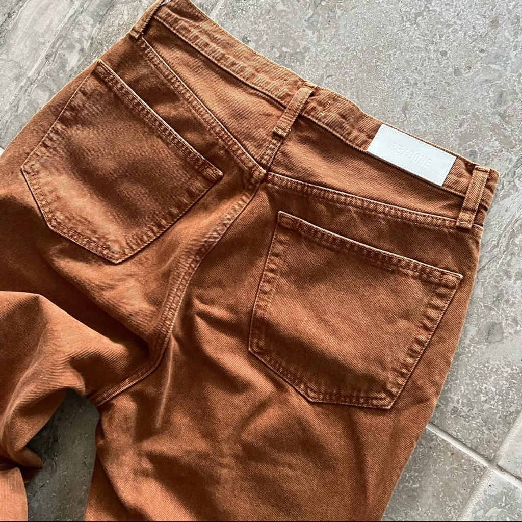 Re/Done Ultra High-Rise Stovepipe Jeans in Terracotta, Size 29 New w/Tag