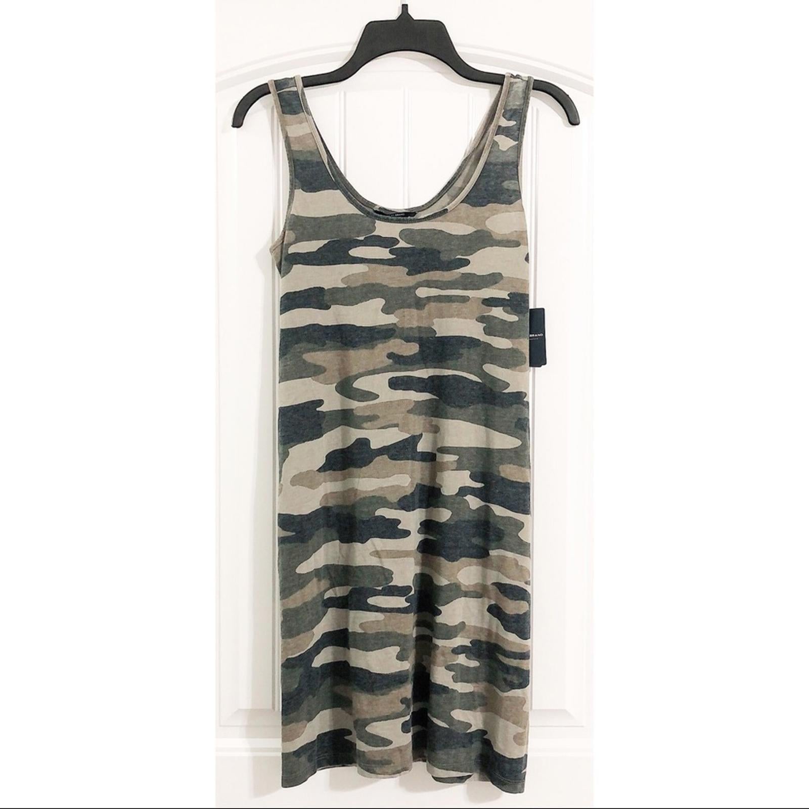 Lucky Brand Camo Tank Mini Dress in Army Green, NWT, Size XS