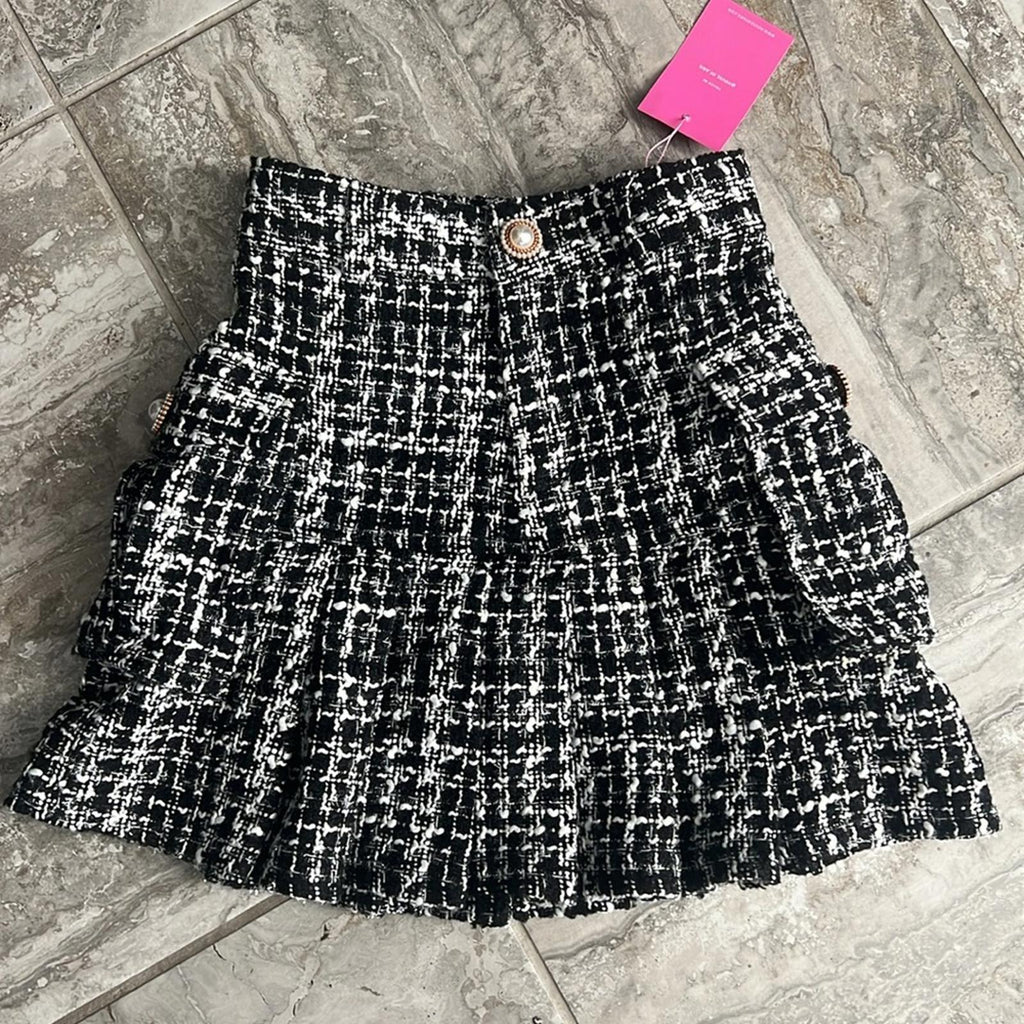 House of Aris 2-Piece Tweed Blazer & Skirt in Black & White, Size XS New w/Tag