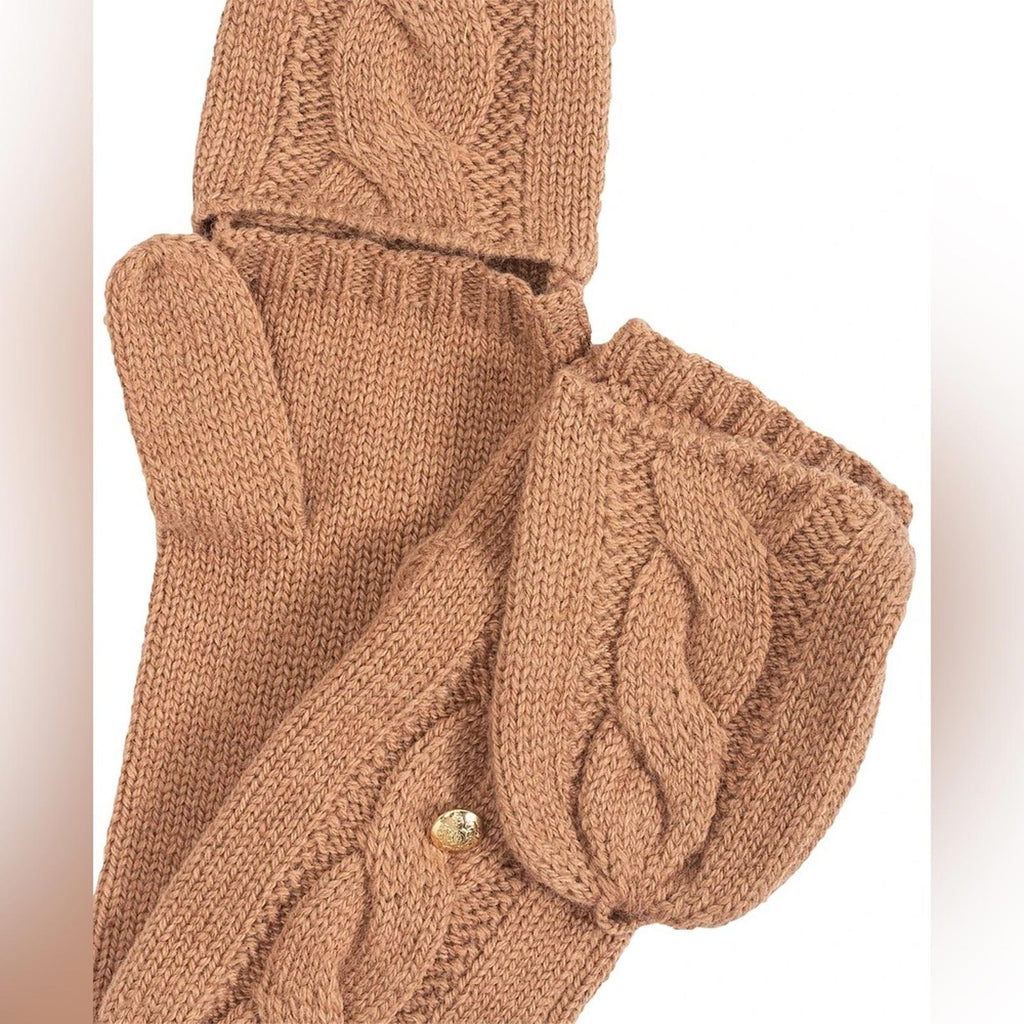 Lauren Ralph Lauren Cable Pop-Top Glove in Classic Camel, NWT, One Size