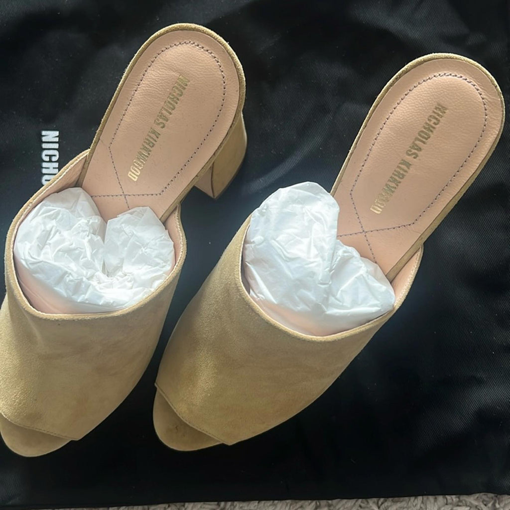 Nicholas Kirkwood Annabel Suede Mule in Hazel Suede Size 36.5 New +DustBag