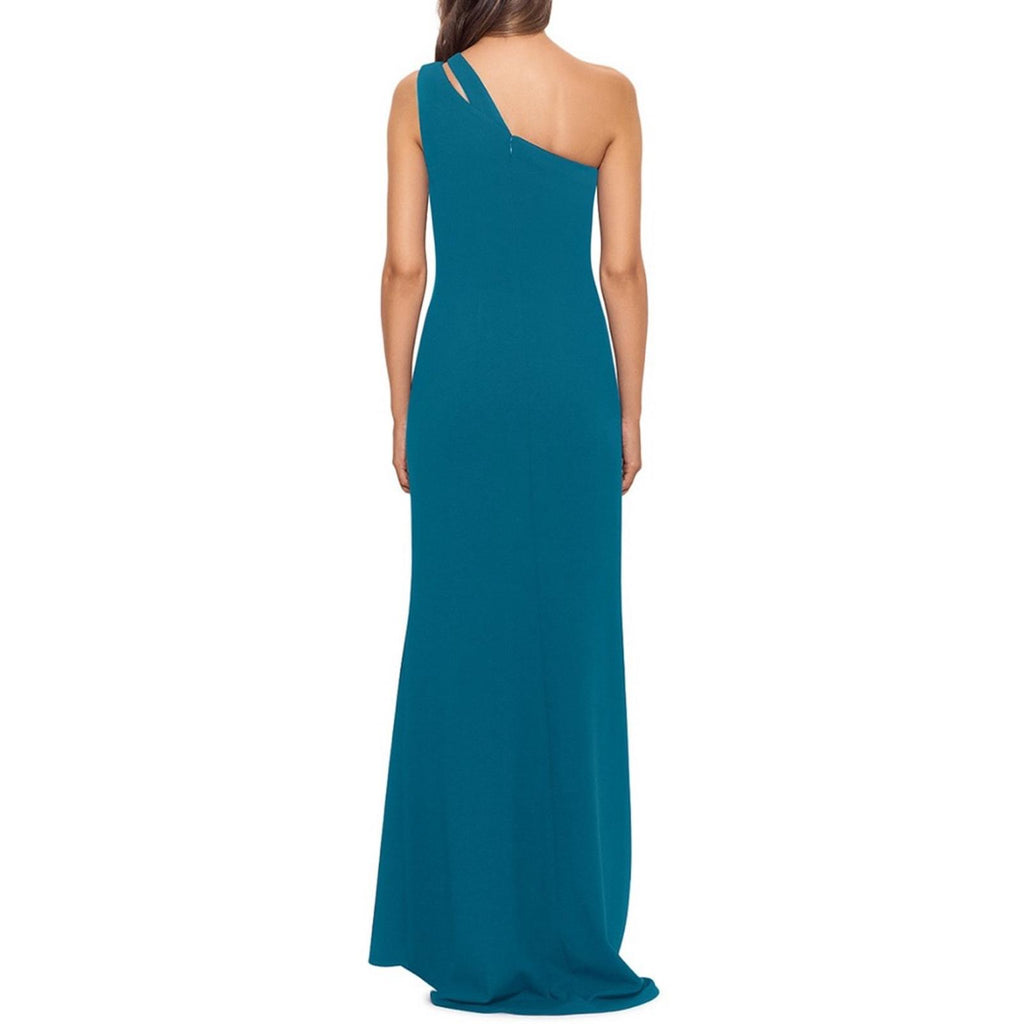 AQUA Cutout One Shoulder Gown, Teal Green, Size 0 New w/Tag Retail $258