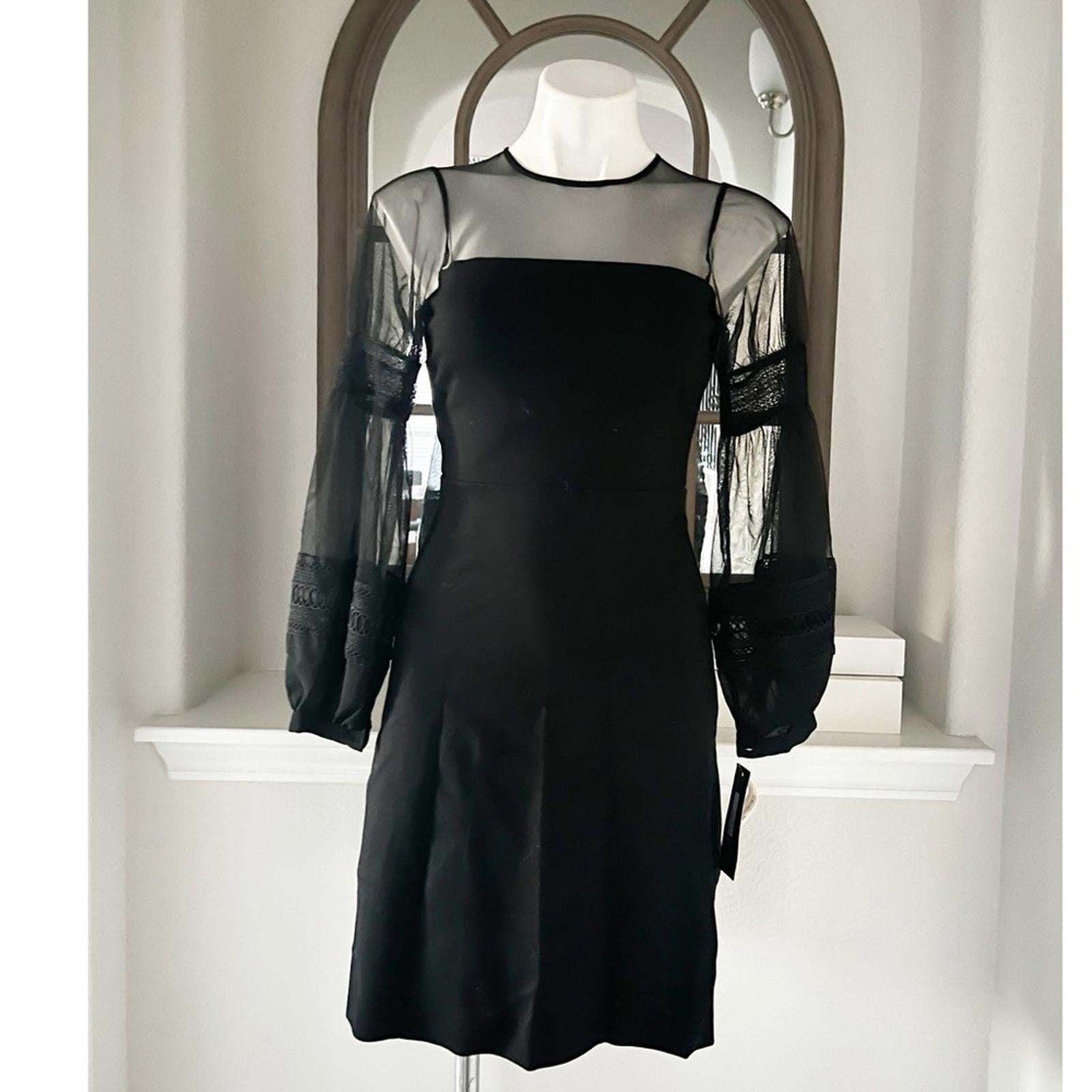 French Connection Paulette Puff-Sleeve Fit+Flare Dress, Size 4 NEW w/Tag $148