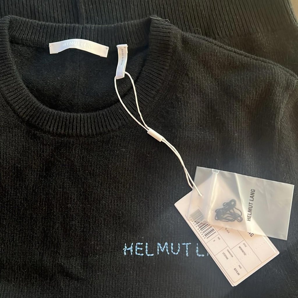 NEW Helmut Lang Cashmere Blend Kurt Crewneck Sweater Black Size S New w/Tag $375