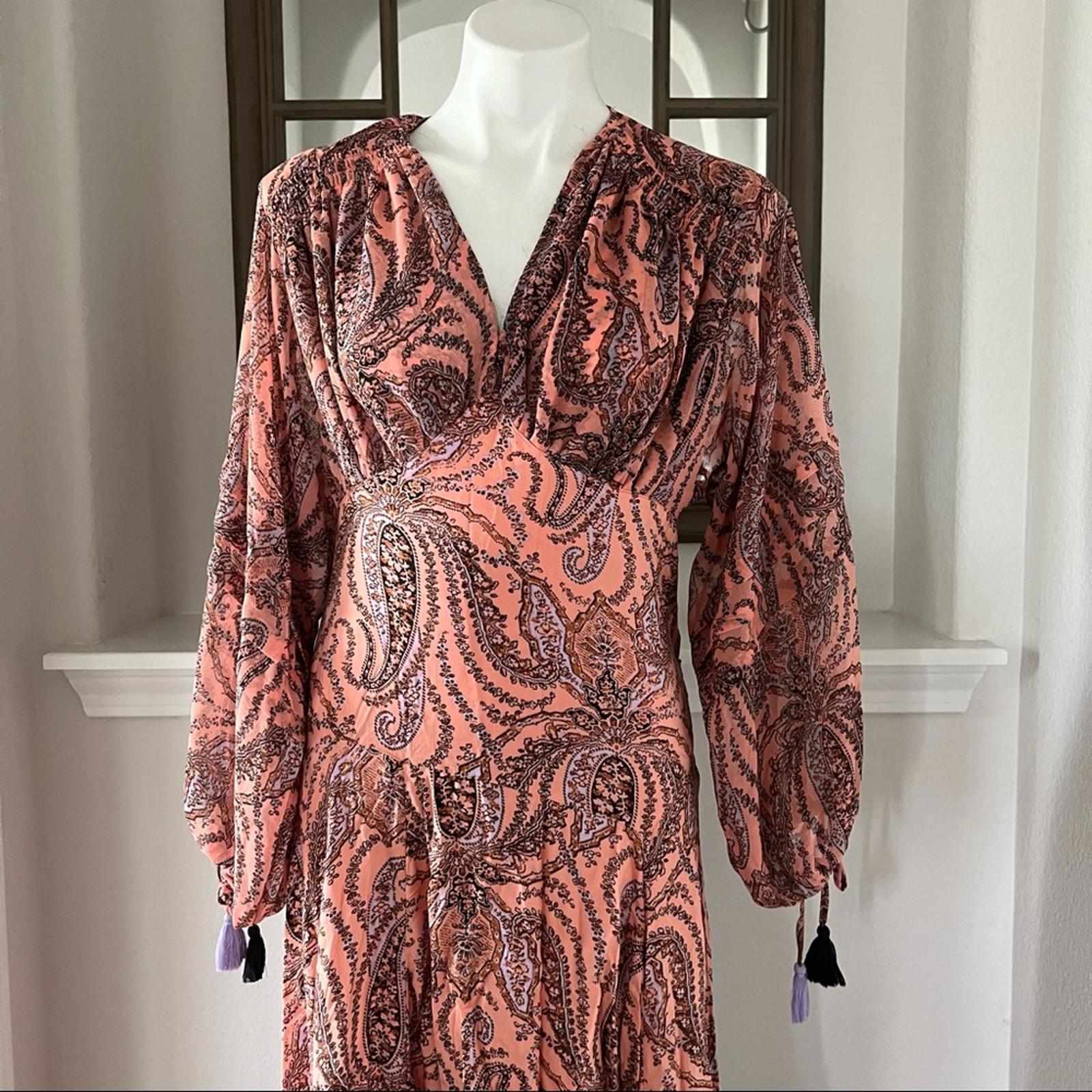 Free People Mirage Boho Printed Maxi Dress in Orange Maxikjole Size 4 NEW $198