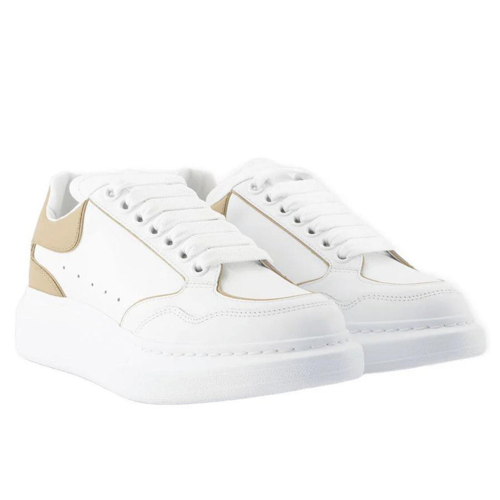 Alexander McQueen Oversized Low-Top Sneakers in White/ Camel, Size 41 NEW $850