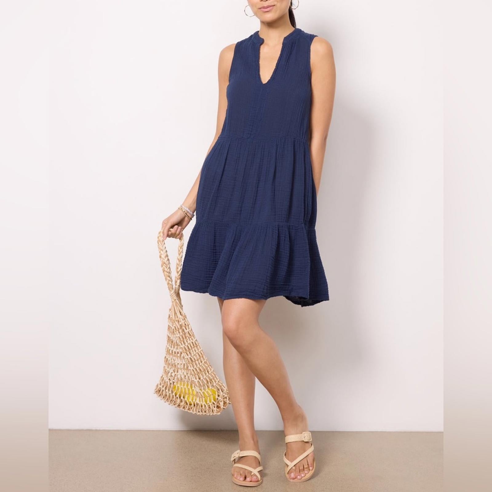 Michael Stars Daisy Above Knee Babydoll Dress in Nocturnal/Navy, Size L, NEW