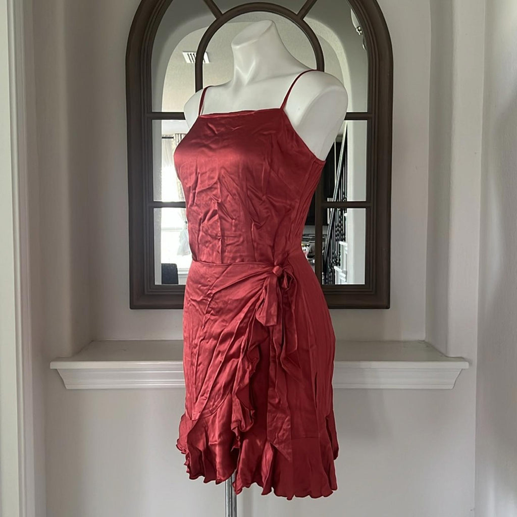Donna Mizani X Revolve Antonia Faux Wrap Ruffle Dress, NEW, Size M Retail $215