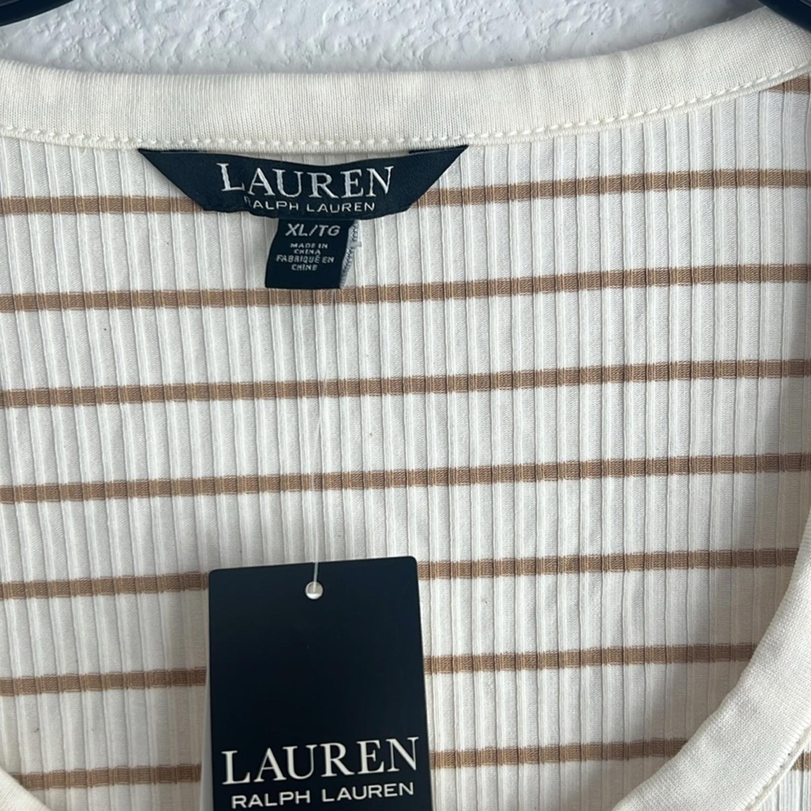 Lauren Ralph Lauren Mascarpone Cream Striped Jersey Women’s Size XL NWT
