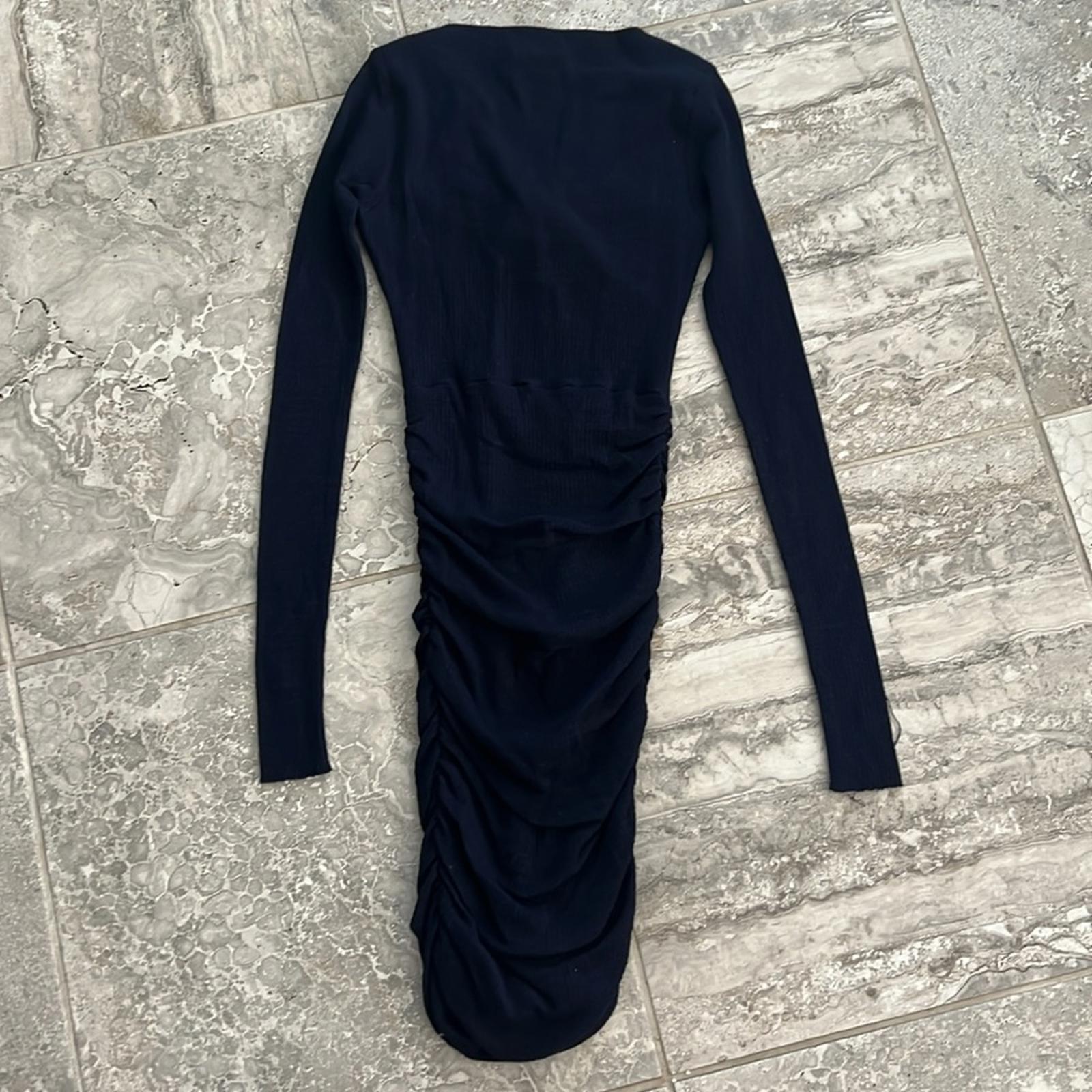 Maje Tight-Knit Long Sleeve Ruched Sweater Dress in Navy, Size 1 (S) Retail $345