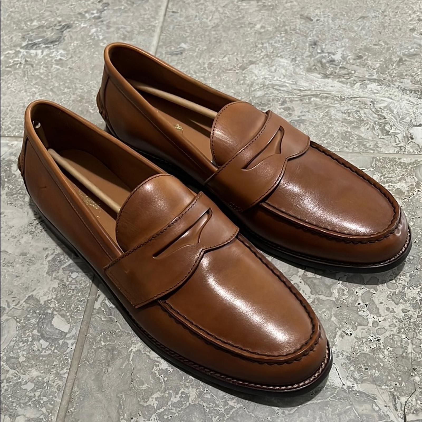 Polo Ralph Lauren Alston Leather Penny Loafers in Tan, NWT, Size 14