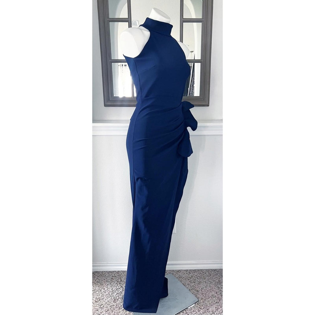 Chiara Boni La Petite Robe Gudrum Halter Ruffle Gown (Made in Italy) Size 16 NEW