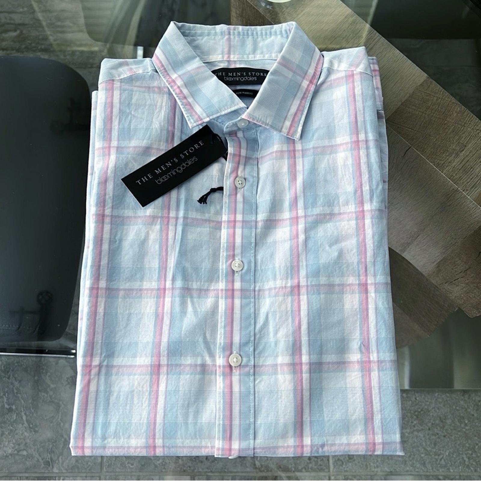 The Men’s Store Bloomingdale’s Plaid Button Up Dress Shirt Blue/ Pink Size M NWT