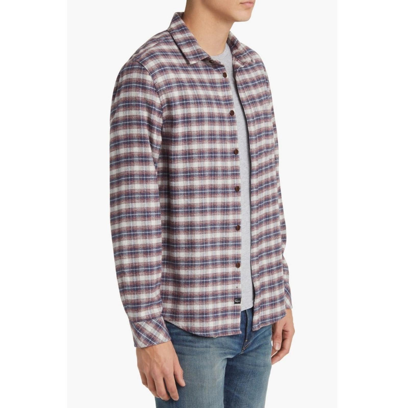 Rails Forrest Plaid Cotton Flannel Button-Up Shirt Dusk Berry Grey, Size S, NEW