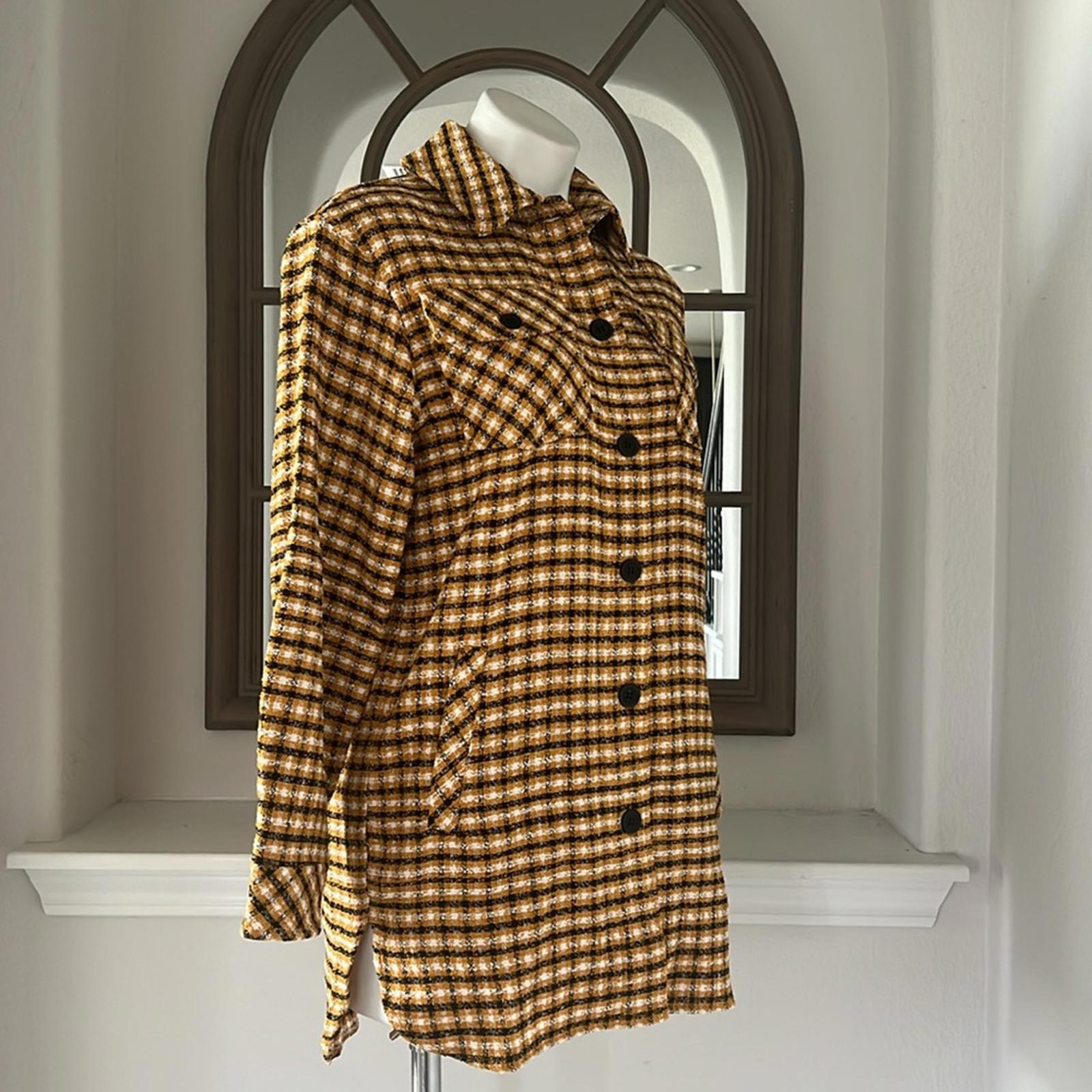 Karl Lagerfeld Paris Plaid Longline Shacket Size XXS Oversized NWT $189.50