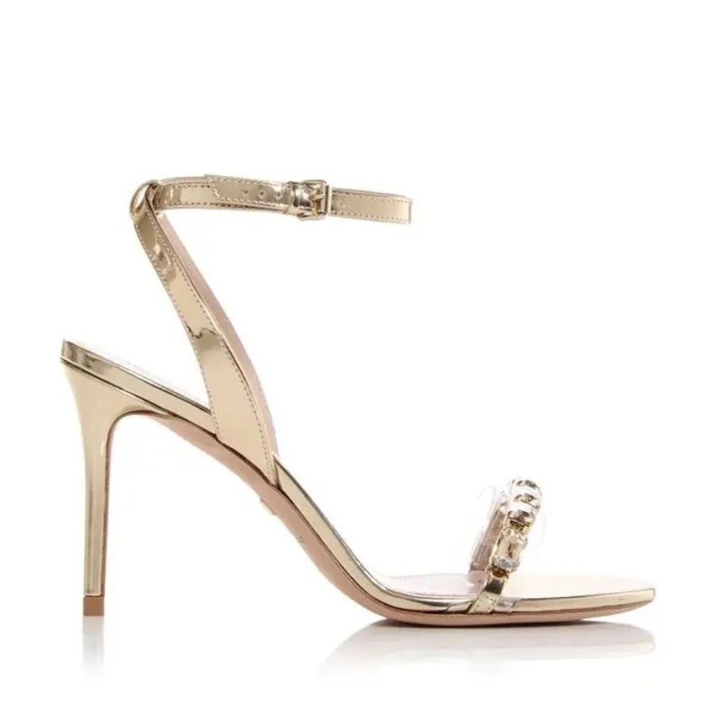 Giambattista Valli Embellished 90mm Sandals in Gold, Size 38.5, NEW Retail $1090