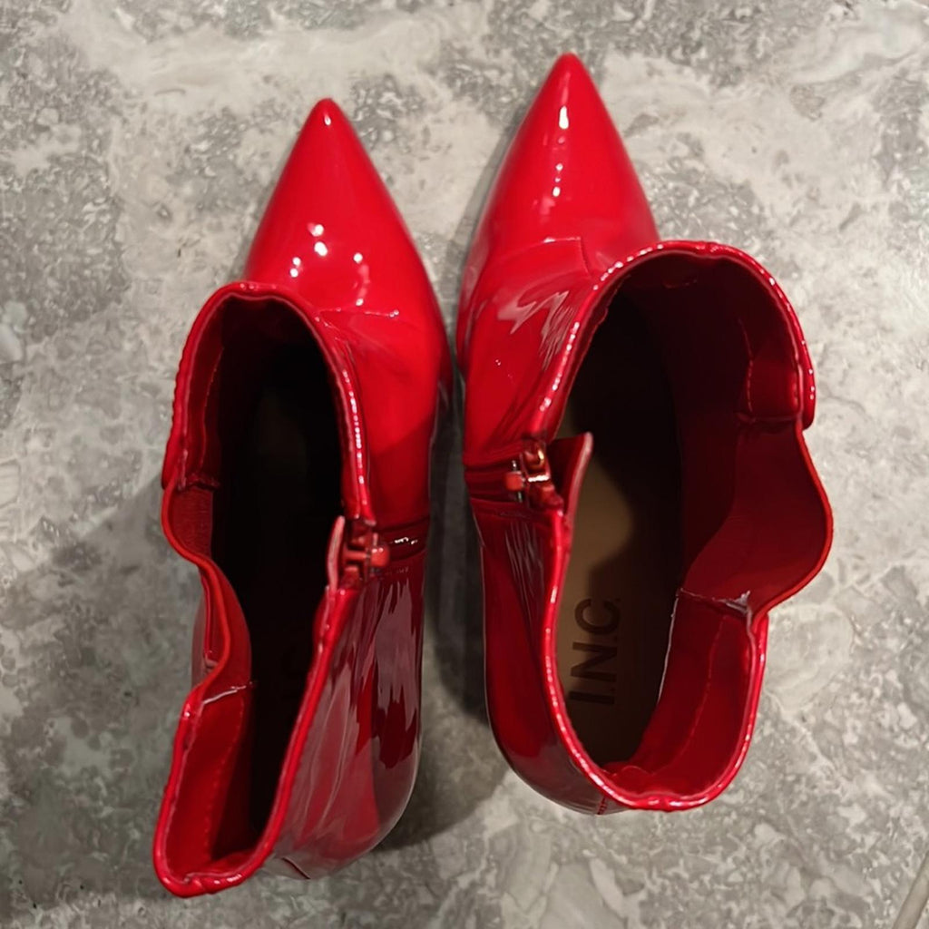 New INC Katalina Pointed-Toe Booties in Red, Size 8
