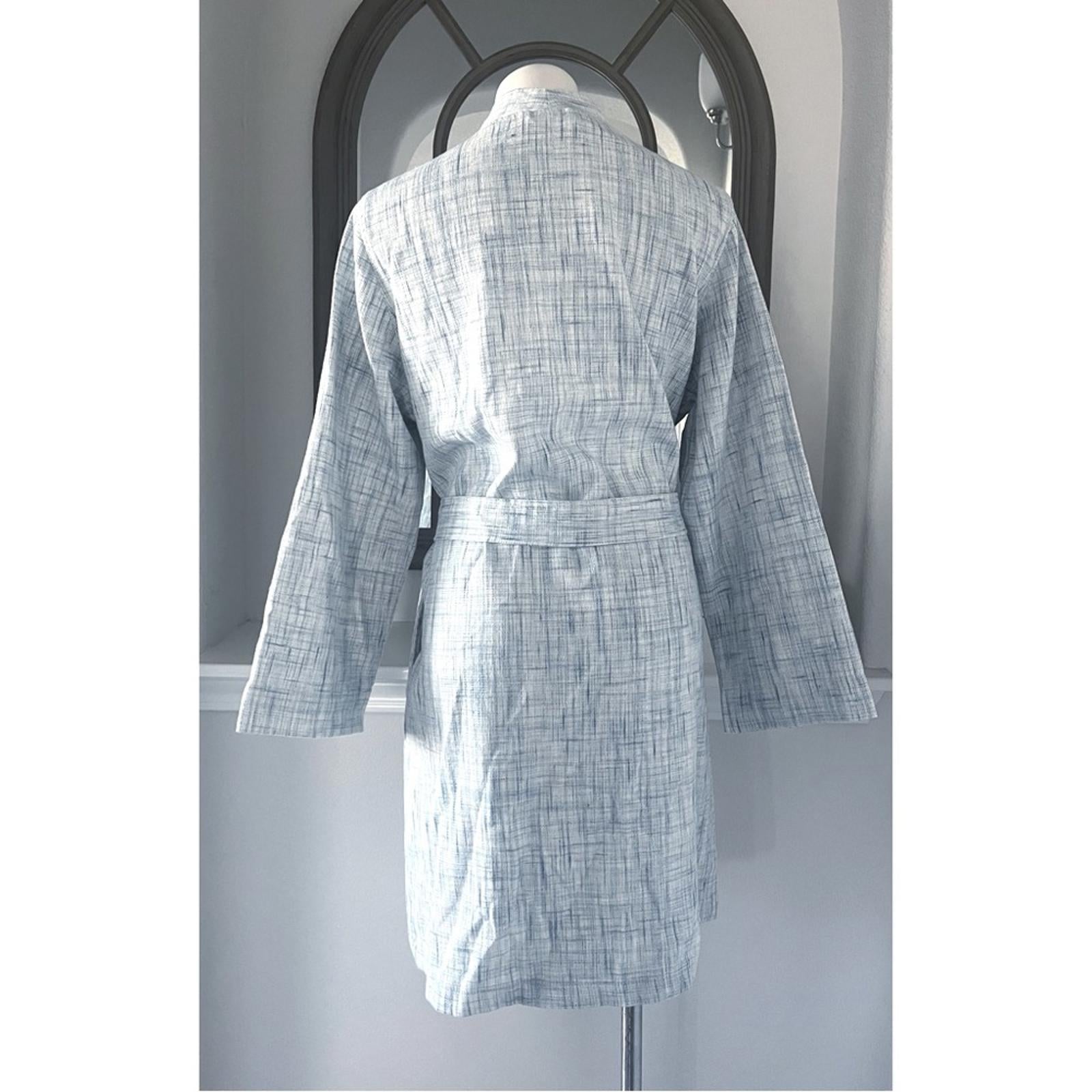 Hudson Park Collection Strié Print Waffle Bathrobe in Blue Size L/XL New w/Tag