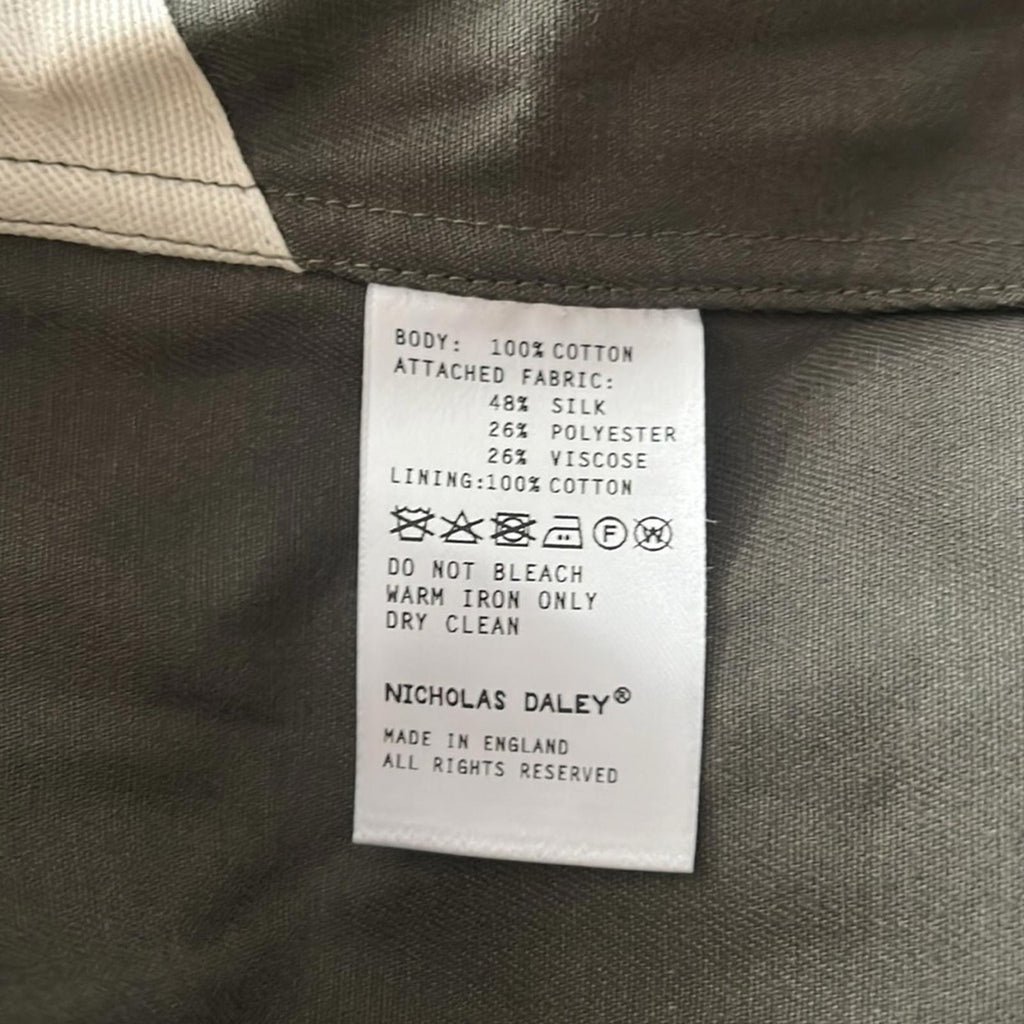 Nicholas Daley Field Jacket Khaki Mix Button Front Point Collar Size S NWT $765