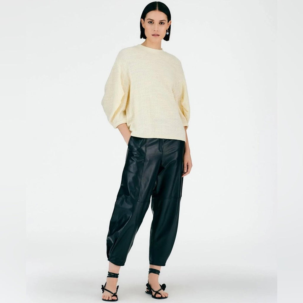 TIBI Handspun Knit Pleat Sleeve Top in Cream, Size 10 New w/Tag $395 - SOLD OUT!