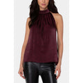 Liverpool Mock Neck Halter Top in Burgundy Leopard Print, NWT, Size S