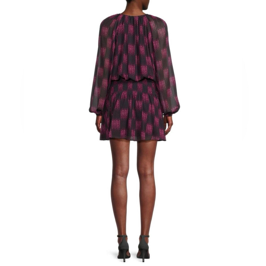 NEW Ramy Brook Jaylah Abstract Blouson Mini Dress in Boysenberry Size S $465