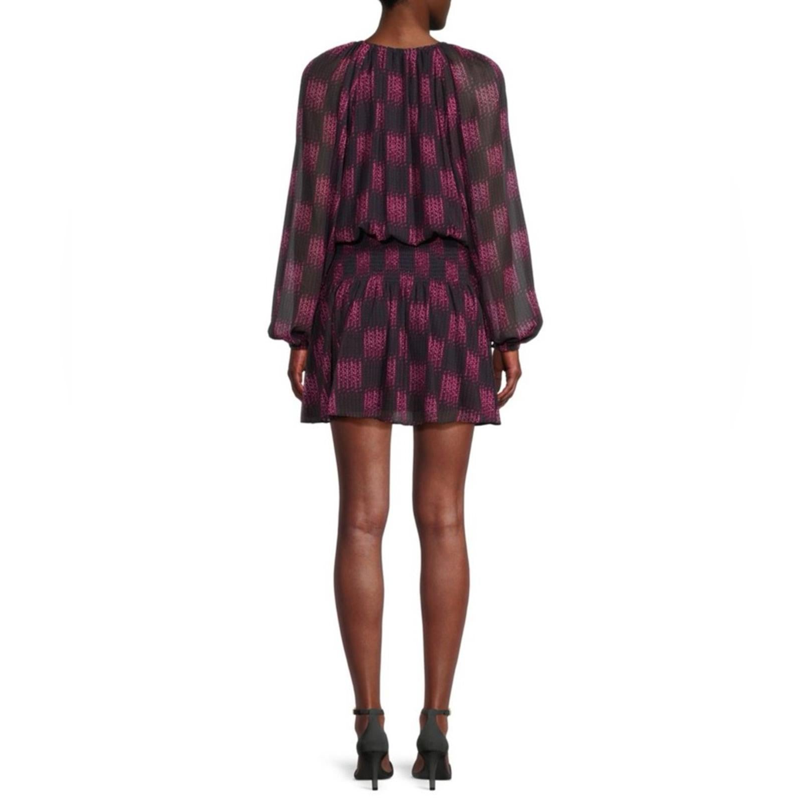NEW Ramy Brook Jaylah Abstract Blouson Mini Dress in Boysenberry Size S $465