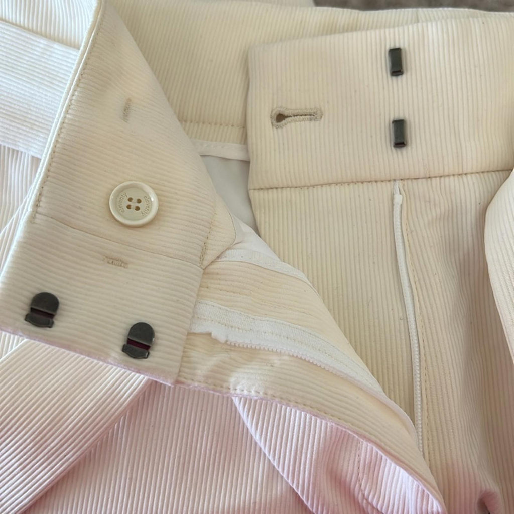 NWT ELEVENTY High-Waisted Ribbed Pants in Cream, Size EU40 | US2 New w/Tag $495